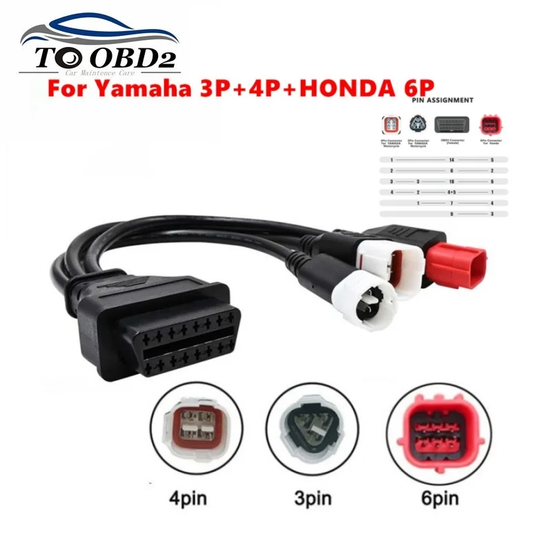 3 in 1 Motorrad Diagnose anschluss kabel für Yamaha 3pin 4pin für Honda 6pin obd2 Kabel adapter obd 2 Motor Verlängerung kabel Image