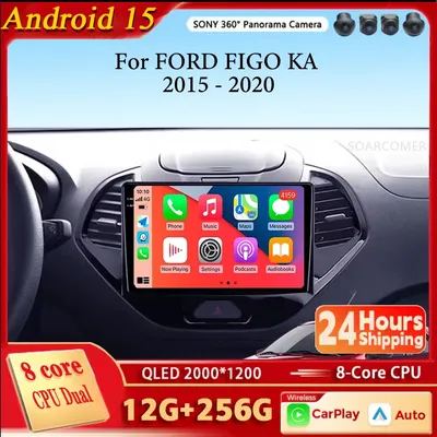 Auto Radio Drahtlose Carplay Auto Android 15 Für FORD FIGO KA 2015 2016 2017 2018 2019 2020 Automotive Bluetooth Multimedia Player