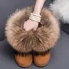 Frau Stiefeletten Aus Echtem Leder Angepasst Winter Frauen schuh Wohnungen Echt Fox-pelz Warme Weibliche Schuhe schnee stiefel Schuhe