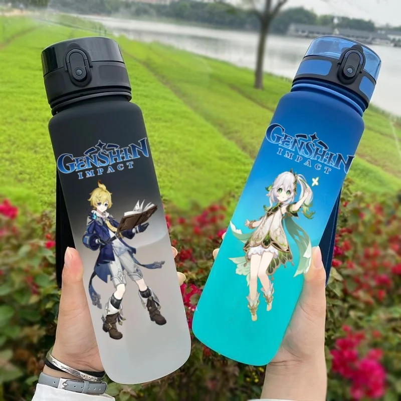 650ML Genshin Impact Spiel Figur Wasser Tasse Tragbare kinder Kunststoff Outdoor Sport Große Kapazität Anti-tropf Wasser Flasche Image