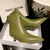 2025 mode Frauen Schuhe Stiefeletten Sexy Herbst Winter Spitz High Heels Aus Echtem Leder Casual Schwarze Schuhe Größe 34-40