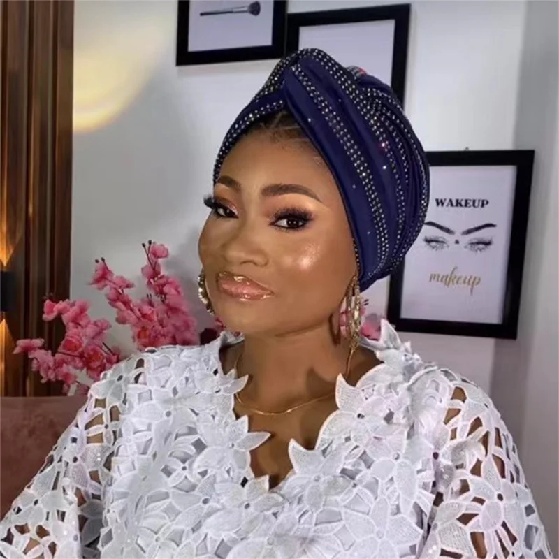 Stirn Kreuz Diamanten Turban Kappen für Frauen muslimische Kopf bedeckung Hut islamische Kopftuch weibliche Kopf wickel Hochzeits feier Kopf bedeckung Image