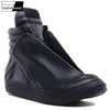 Männer Schuhe High-Top Ankle Luxus Trainer Turnschuhe Echtes Leder Männer Stiefel Mode Schwarz Straße Hip Hop Schuhe Designer stiefel