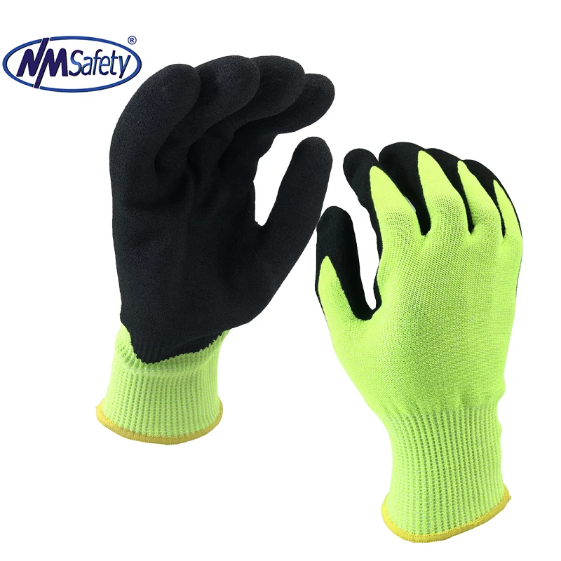 Guanti da lavoro in Nitrile resistenti al taglio approvati CE NMSafety con fodera in Nylon da 13G guanti da lavoro di protezione di sicurezza per la costruzione