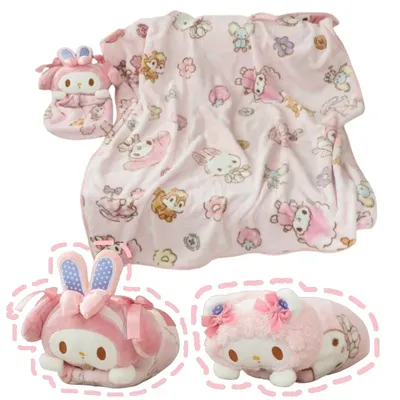 Sanrio Cute Portable Blanket My Melody Sweet Piano Nap Blanket Japanese Style Travel Blanket Leg Blanket Xmas Gifts Girl Child