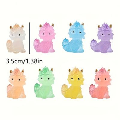 TEMU 20pcs -the-dark Mini Dragons, Resin Collectible Figurines, Home Decor Statues, Car Interior Decor, Desk Micro Decor, Assorted Colors, Resin Material, Car Accessories