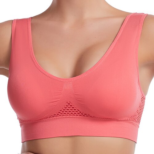 Damen Leichte Unterstützung Sport Bustier bh Sport-BH Bustier Rückenfrei BH-Oberteil Gefüttert Fitness Freizeit Sport Laufen Atmungsaktiv Leichtgewichtig Weich Melonen-Rot Schwarz Weiß Einfarbig Image