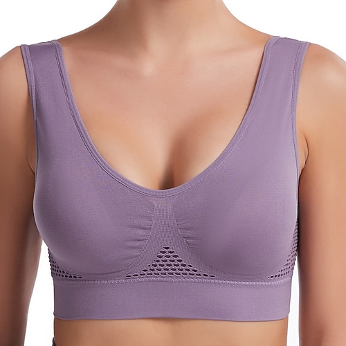 Damen Leichte Unterstützung Sport Bustier bh Sport-BH Bustier Rückenfrei BH-Oberteil Gefüttert Fitness Freizeit Sport Laufen Atmungsaktiv Leichtgewichtig Weich Melonen-Rot Schwarz Weiß Einfarbig Image
