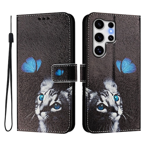 Handy Hülle Handyhüllen Für Samsung Galaxy S26 Ultra Plus S25 S24 S23 S24 FE S22 S21 Ultra Plus S20 A55 5G A35 5G Brieftaschenhülle Mit Ständer Magnetisch Vollschutz Retro TPU PU-Leder Image