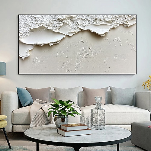 handgemachtes originales dickes strukturiertes Strand-Ölgemälde auf Leinwand, abstrakte minimalistische Meereswellen-Wandkunst für die Inneneinrichtung mit gespanntem Rahmen ohne Innenrahmen Image