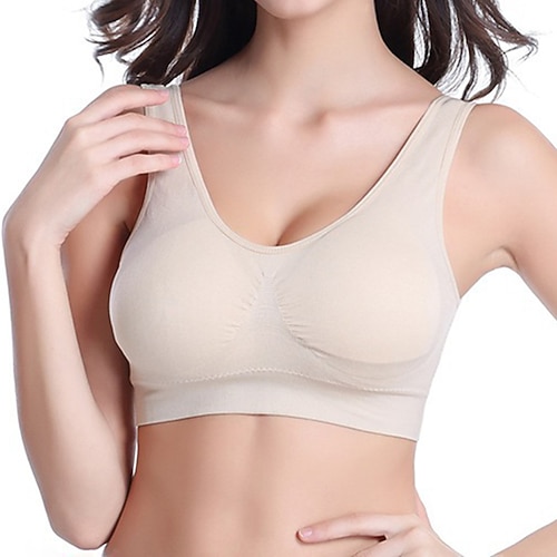 Damen Leichte Unterstützung Sport Bustier bh Sport-BH Bustier Rückenfrei BH-Oberteil Gefüttert Fitness Freizeit Sport Laufen Atmungsaktiv Leichtgewichtig Weich Dunkelrosa Melonen-Rot Schwarz Einfarbig Image