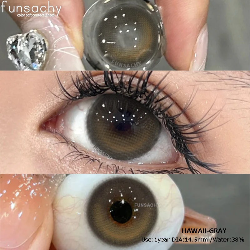 FUNSACHY 1 paire de lentilles de Contact marron naturel pour les yeux cosmétiques beauté élèves lentilles grises lentilles de Contact multicolores lentilles colorées