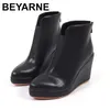 Neue Herbst frühen Winter Schuhe Frauen Stiefeletten Plattform Mode Damen Keil absätze 10cm rein schwarz weiß große Größe 42