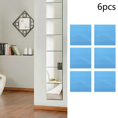 6Pcs 30CM Platz Wand Aufkleber Papier Mosaik Glas Fliesen Spiegel Aufkleber Aufkleber Für Wohnzimmer Image