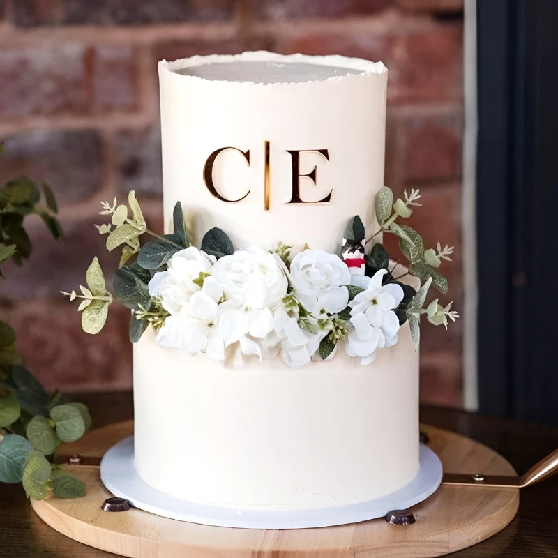 Personalisierter Hochzeitstorte Topper Monogramm, Kuchen Charms Acryl, individuelle Hochzeitstorte Topper Initialen, Acryl Kuchen Topper Image