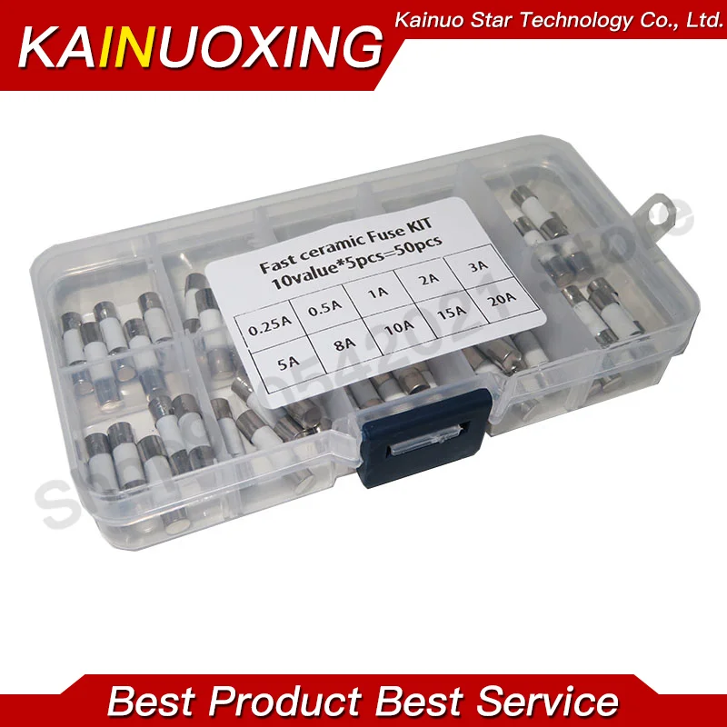 100-teiliges Keramiksicherungs-Kit in Box Slow Blow 5x20mm t 1a 2a 1,5a 4a 5a 6a 8a 10a 12a 15a/3,15 v 5*20 Schutz versicherung rohrs atz Image