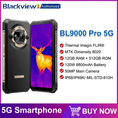 Blackview BL9000 PRO 5G Rugged Smartphone 6.78'' 2.4K 12GB 512GB Thermal Imaging Camera FLIR® 8800mAh 120W Android 14 NFC