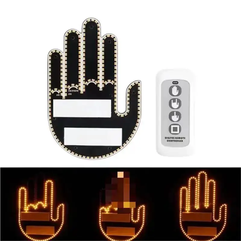 1 Satz Auto Finger Licht mit Fernbedienung cool lustige Auto Innen licht Finger hoch LED Mittelfinger Handl ampe Autozubehör Image