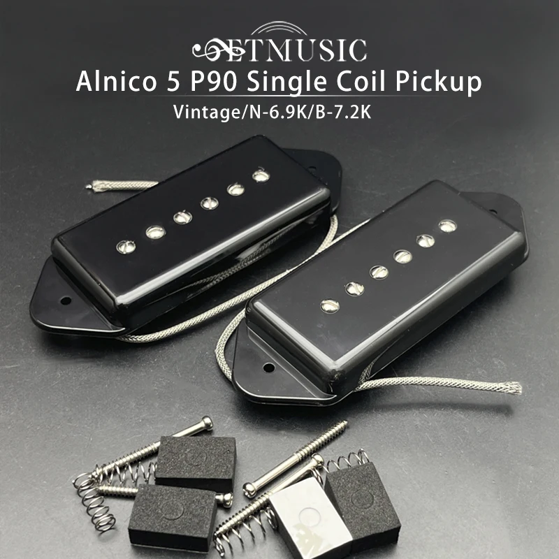Hundeohr Vintage P90 Pickup N-6,9 K/B-7,2 K Soapbar Pickup Alnico 5 Single Coil Bridge Pickup Schwarz/Weiß/Creme Image