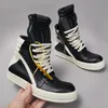 Ricks Männer Schuh Marke RO Schwarz Leder Schuh Ankle Boot Owens High Top Casual Schuhe Frauen