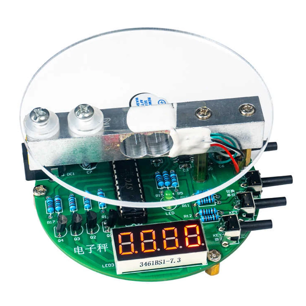 Elektronische Waage, DIY-Kit, 1 kg, Wiegenkapazität 51 Mikrocontroller, Lötübungsset, HX711-Chip, 5 V, mit digitaler Röhrenanzeige Image