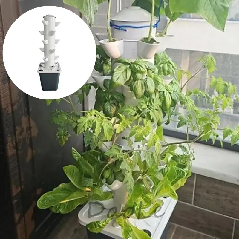 Neue Hausgarten DIY Vertikale Turm Hydrokultur-Anbausystem 5 Loch Soilless Anbau Kits Obst Gemüse Wachsen Topf Image