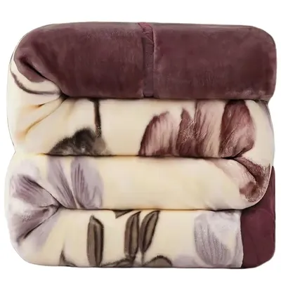 Double Layer Winter Thick Raschel Mink Weighted Blanket For Double Bed Soft Warm Heavy Fluffy Rose Flower Throw Blankets