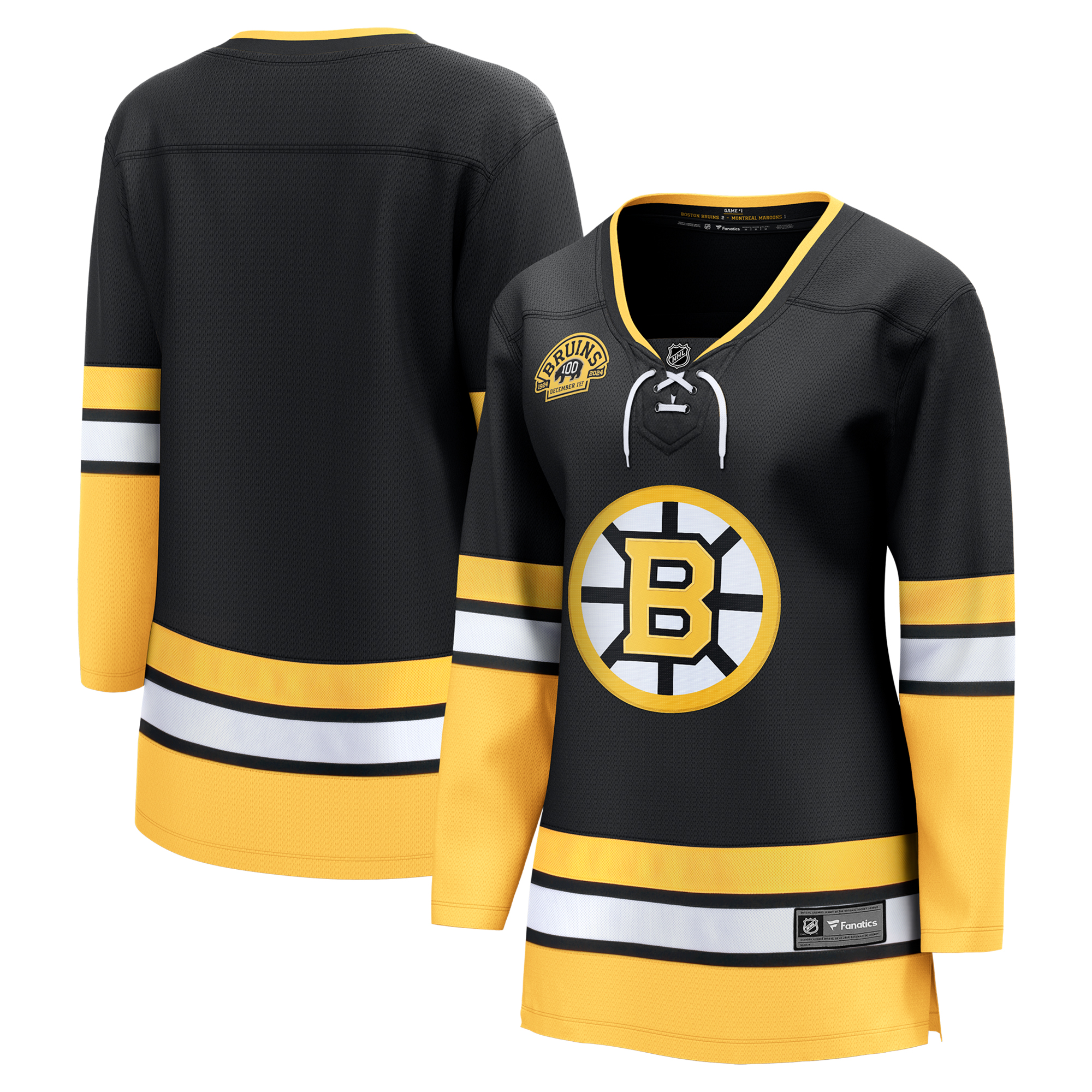 "Schwarzes Boston Bruins-Ausweichtrikot zum 100. Jubiläum für Damen" Image