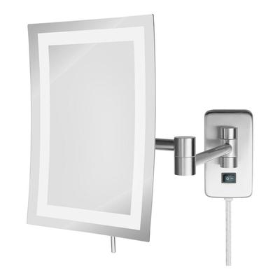 Jerdon Slimline Series 6 1/2" x 9" Rectangular Nickel Wall-Mount LED Mirror