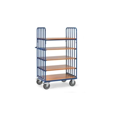 Fetra Etagenwagen, Tragl. 600kg, 5 Etage(n), Ladefl. LxB 1000x700mm, Holzböden, RAL5007 Image