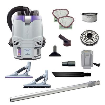 ProTeam GoFit 3 Cordless 8Ah 3 qt. Commercial Backpack Vacuum #107780 with ProBlade Hard Surface & Carpet Floor Tool Kit #107532