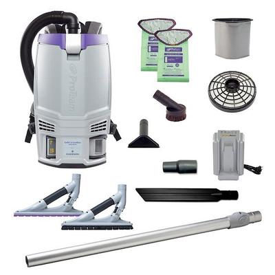 ProTeam GoFit 6 Cordless 4Ah 6 qt. Commercial Backpack Vacuum #107784 with ProBlade Hard Surface & Carpet Floor Tool Kit #107532