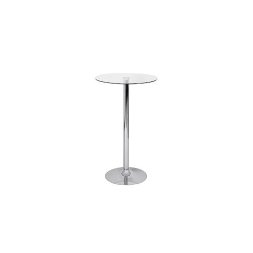 Glastisch mit 360° Drehfunktion: Sicherheitsglas, Trompetenfuß, Chrom, 60 cm Durchmesser. 60x60x105 cm | Kadima Design