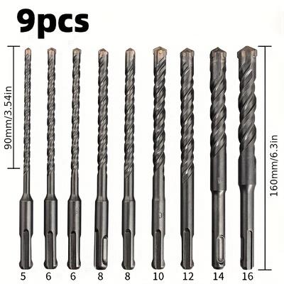 TEMU Sds-plus Betonbohrer Set 9tlg Bohrer Hammerbohrer Steinbohrer 5-16mm De Image