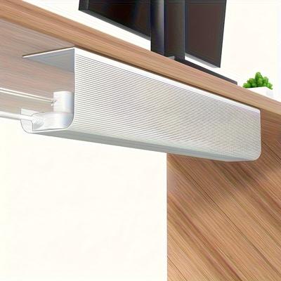 TEMU Easy-install No-screw Under Desk Cable Management Tray - Self-adhesive Wire Organizer For Clutter-free Image