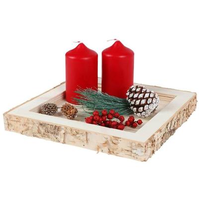 Dekotablett Holztablett Kerzenhalter Tischdeko Weihnachtsdeko Gesteckunterlage