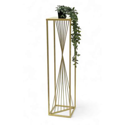 Blumenhocker Metall Gold Eckig 100 cm Blumenständer Beistelltisch 96567 Blumensäule Design Modern