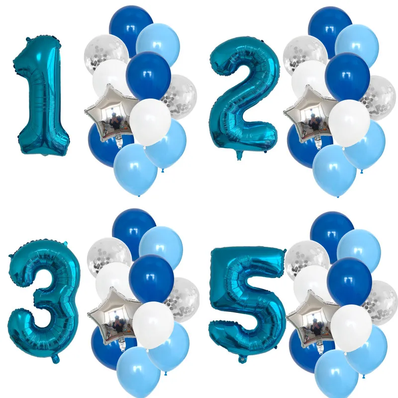 12 Stücke Folie Geburtstag Ballon Nummer 0 1 2 3 4 5 6 7 8 Globos Dekorationen Latex Ballon Konfetti Baby Junge Geburtstag Party Supplies Image