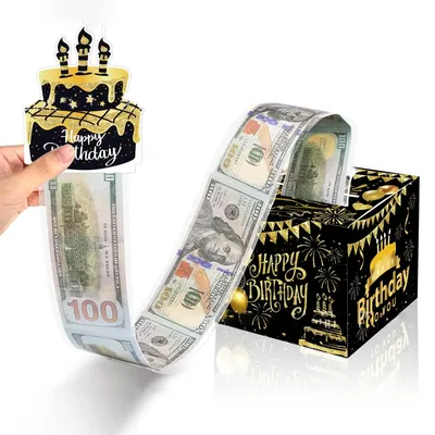 1pcs Birthday Cash Gift Box with Cake Card Funny Pumping Money Box Creative Birthday Gifts for Men