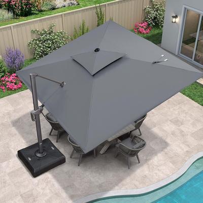 PURPLE LEAF Luxurious Design Square Patio Cantilever Umbrellas with Base