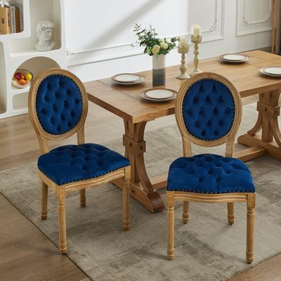 Set of 2 Antique Painting Velvet Dining Chair with Solid Wood Frame and Nailhead Trim