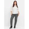 Stretch-Hose SHEEGO "Große Größen", Damen, Gr. 48, Normalgrößen, grau (anthrazit meliert), Obermaterial: 62% Polyester, 33% Viskose, 5% Elasthan, unifarben, klassisch, comfort fit lang, Hosen, mit Schlupfbund, in melierter Optik