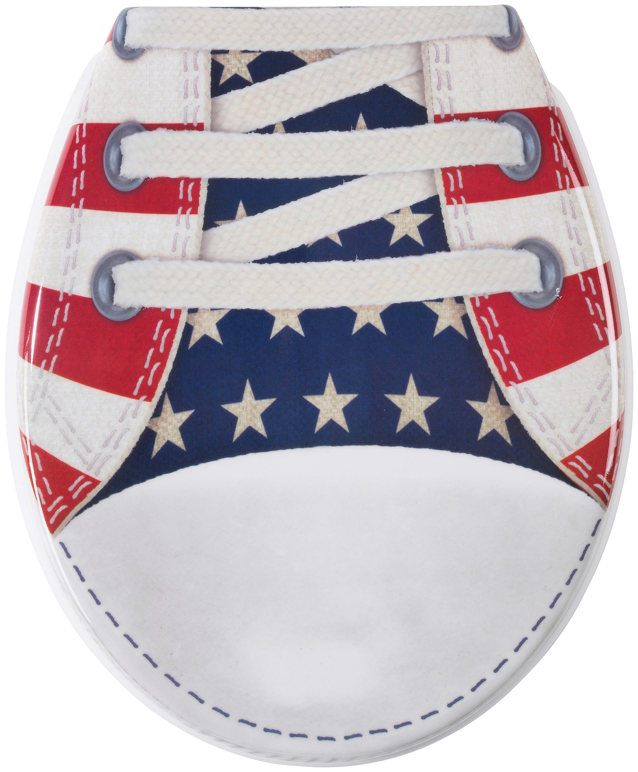 WC-Sitz ADOB "Sneaker", bunt (weiß, bunt), B:37cm H:5cm L:44cm, Duroplast, Edelstahl, WC-Sitze, Absenkautomatik, zur Reinigung abnehmbar