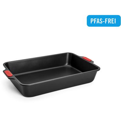 Backform WOLL "Woll Let's bake Kuchenform, rechteckig", schwarz, B:26cm L:38cm T:7cm, Aluminium, Küchenformen, mit Antihaftversiegelung und integrierten Silikongriffen, PFAS-Frei Image