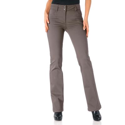 Bootcuthose HEINE, Damen, Gr. 46, Normalgrößen, grau (taupe), 48% Baumwolle, 45% Polyester, 7% Elasthan, Miedereinsatz:15% Elasthan, 85% Polyamid, unifarben, lang, Hosen Image