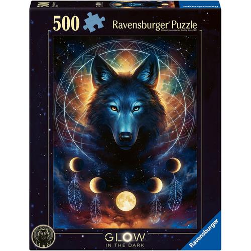 Puzzle RAVENSBURGER ""Glow in the Dark, Leuchtender Wolf"" Puzzles bunt Kinder Made in Germany; FSC - schützt Wald weltweit