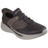 Slip-On Sneaker SKECHERS "SLADE", Herren, Gr. 46, braun (braun, dunkelbraun), Leder, Textil, Synthetik, casual, Schuhe, Komfortschuh mit komfortablem Heel Pillow™ Fersenkissen