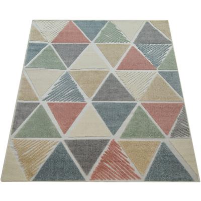 Teppich PACO HOME "Stilo 860", bunt (mehrfarbig), B:160cm H:12mm L:230cm, Polypropylen, Teppiche, Kurzflor, 3D-Patchwork Design, In- und Outdoor geeignet, Wohnzimmer Image