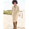 A-Linien-Kleid HEINE "Cord-Kleid", Damen, Gr. 34, Normalgrößen, beige (sand), 100% Baumwolle, unifarben, kurz, Rundhals, Langarm, Kleider