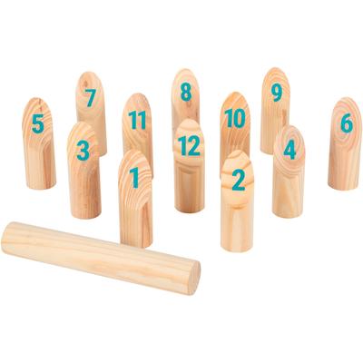 Spiel SMALL FOOT "Wikingerspiel Kubb mit Zahlen, Active" Spiele beige (natur/blau) Kinder inkl. Transporttasche